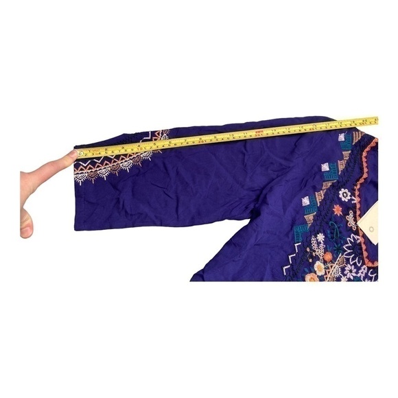 NWT Solitaire royal blue boho embroidered peasant blouse - Picture 10 of 12